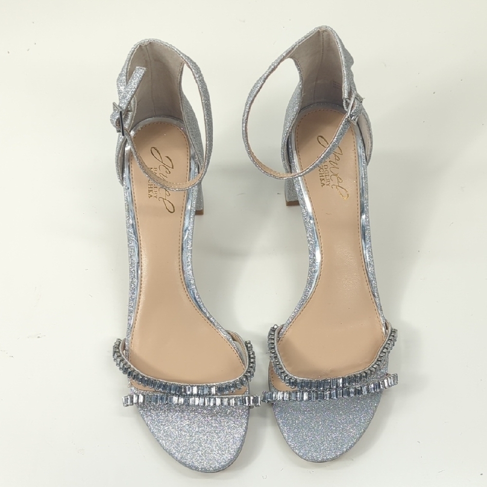 New Jewel Badgley Mischka Womens Joanne Jeweled Strappy Sandals Size 10 - Picture 4 of 9